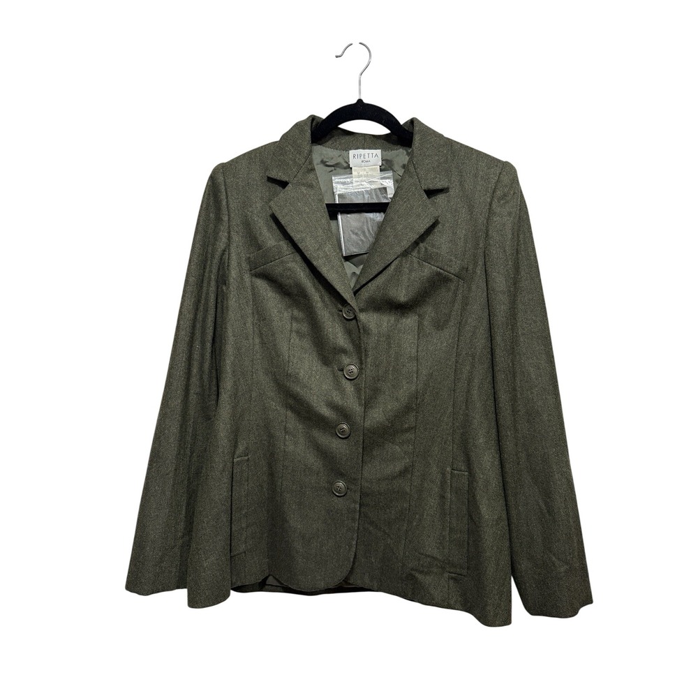 Vintage Neiman Marcus Womens M Green 100% Cashmere Italy Blazer Jacket Old Money